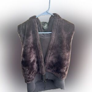 Brown Reversible Vest Hoodie